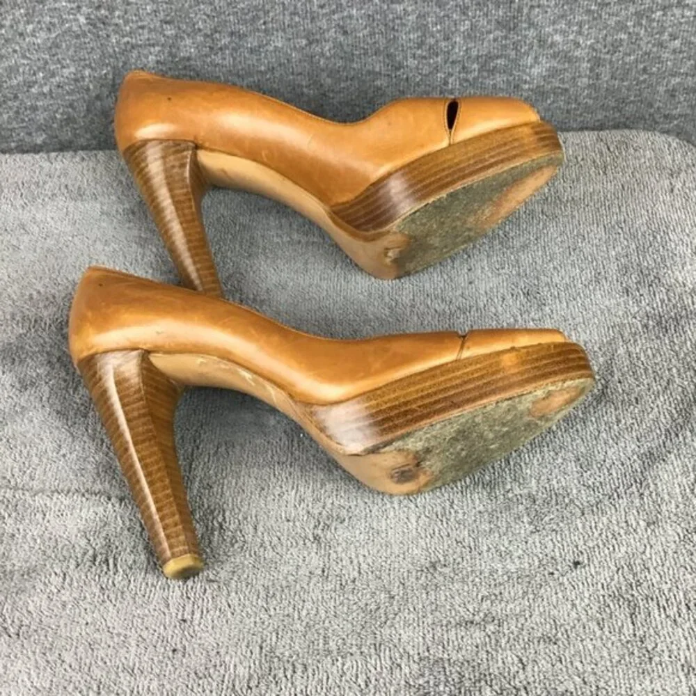 Vintage Stuart Weitzman Distressed‎ Leather Sz 9 W Peep Toe Platform Stile…